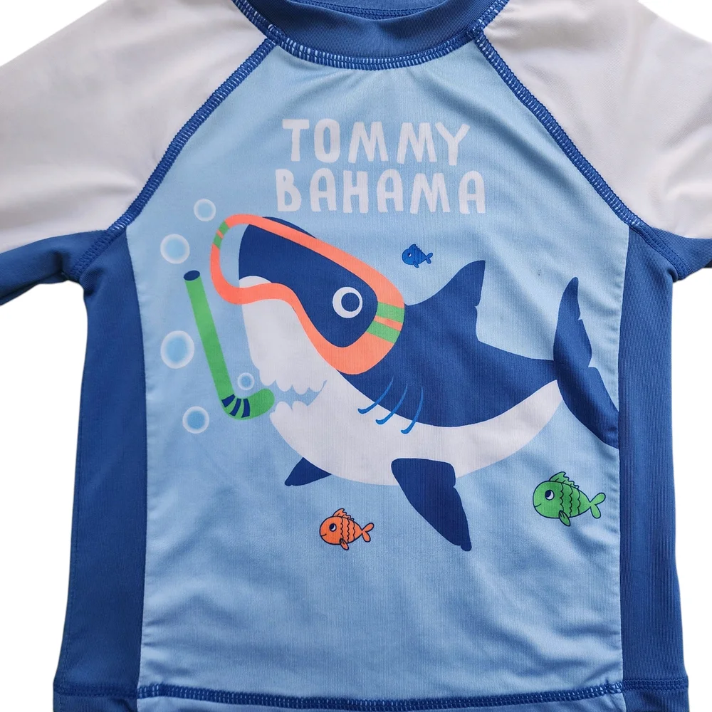 Tommy Bahama Boys Shark Rashguard & Swim Trunks Set - Size 2T